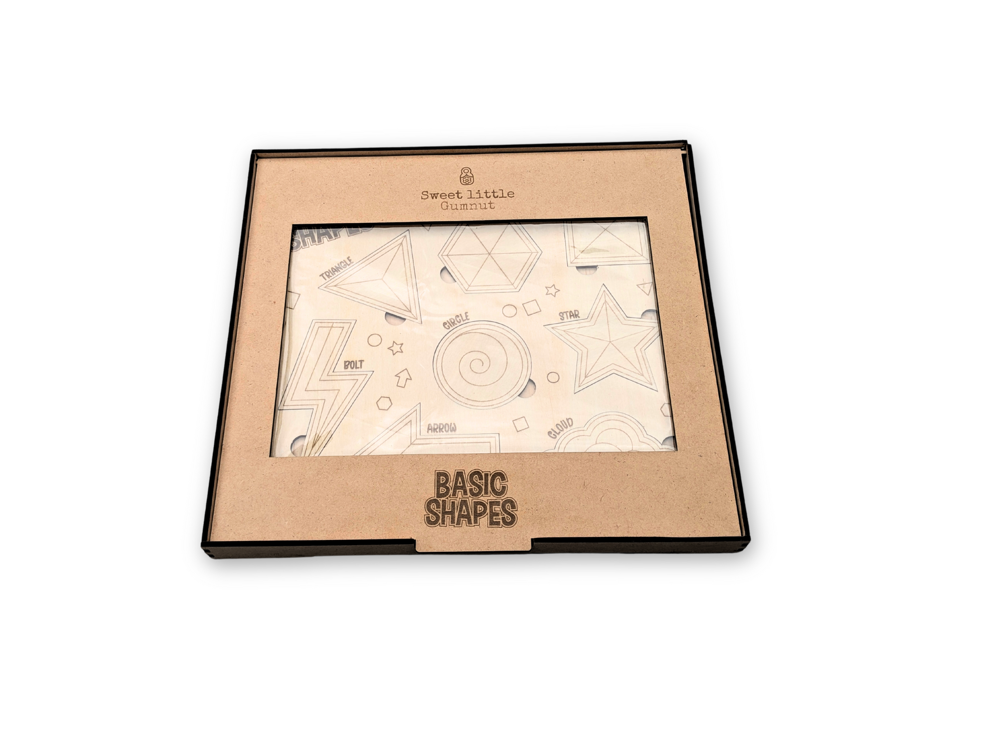 Basic Shape Puzzle neatly placed inside its case for easy storage and organization, showcasing different geometric shapes.