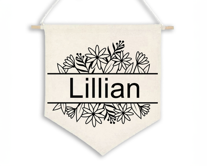 Birth Flower Personalised Name Flag (Large)