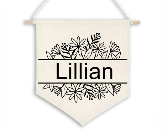 Birth Flower Personalised Name Flag (Large)