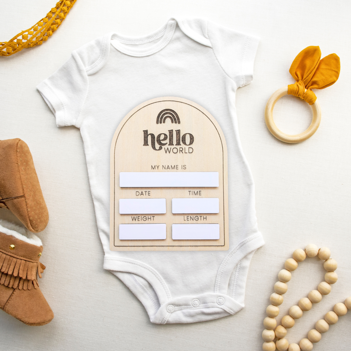 "Hello World" Classic Dry Erase Baby Announcement Sign