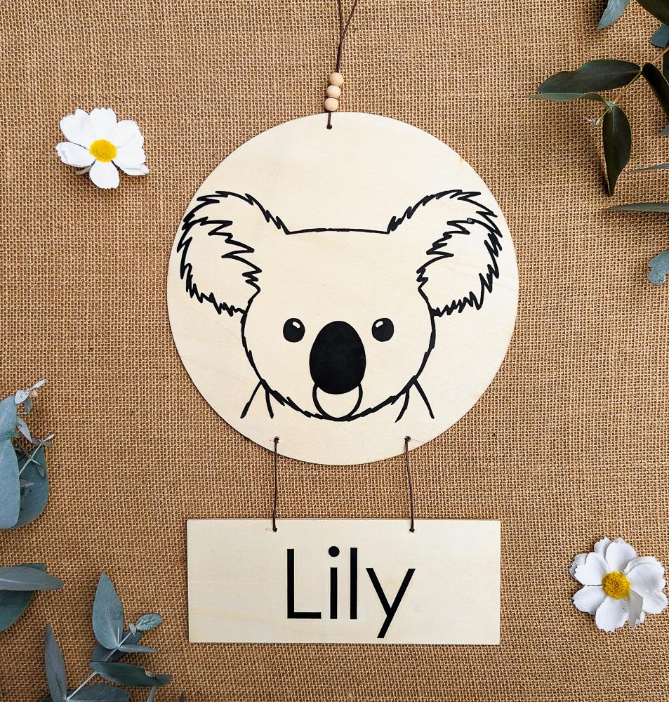 Personalised Australian Animal Name Plaque - Koala