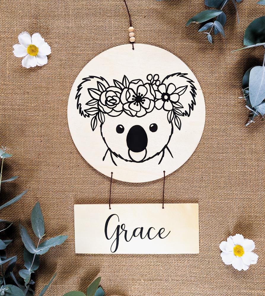 Personalised Australian Animal Name Plaque - Koala