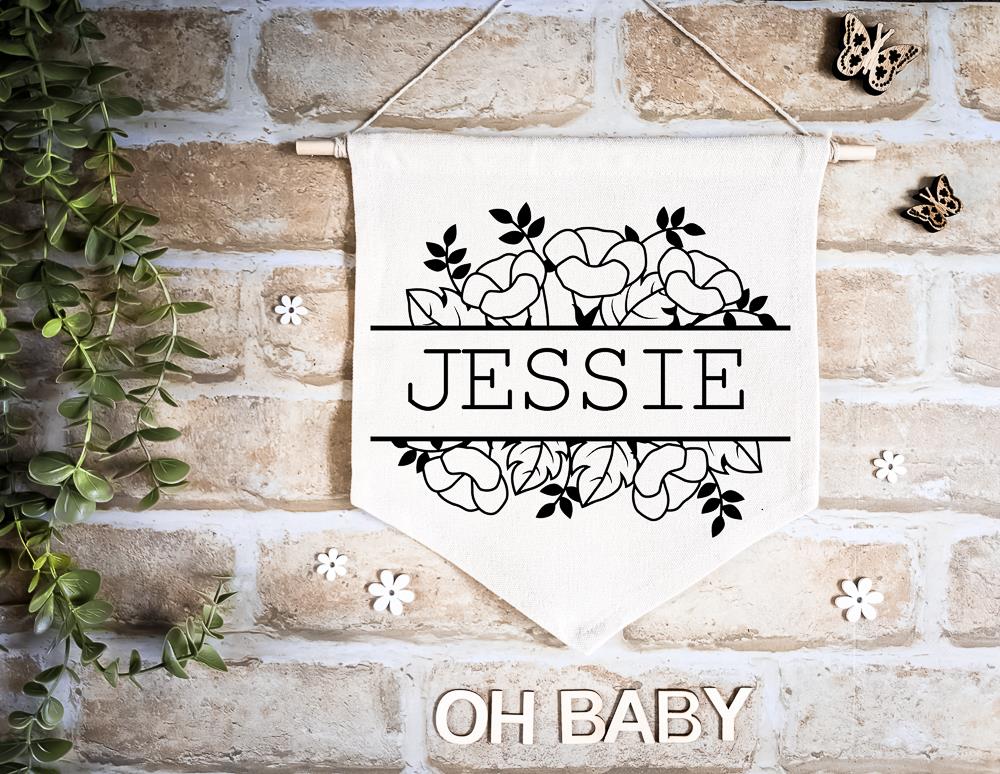 Birth Flower Personalised Name Flag (Large)