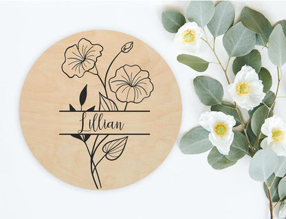 Personalised Birth Flower Wood Plaque