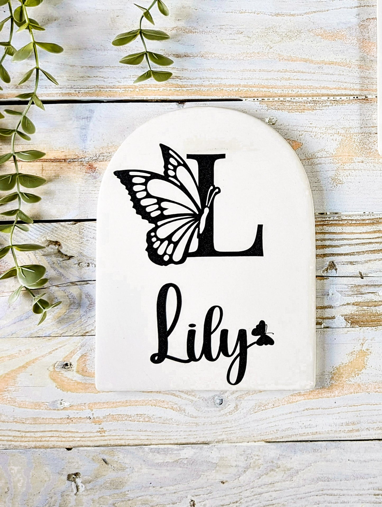 Personalised Ceramic Butterfly Name Plaque