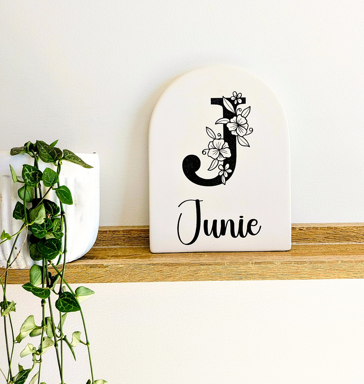 Personalised Ceramic Floral Name Plaque