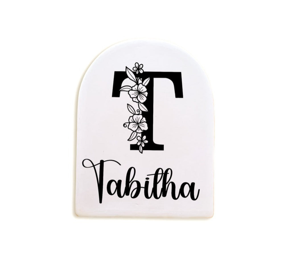 Personalised Ceramic Floral Name Plaque