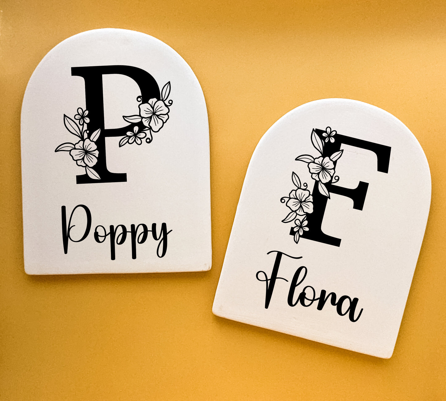 Personalised Ceramic Floral Name Plaque