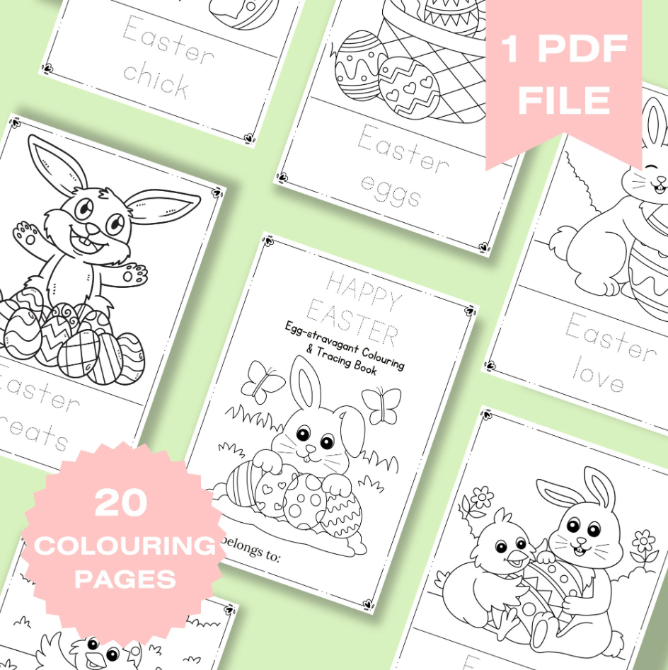 Easter Bunnies Colouring In Pages