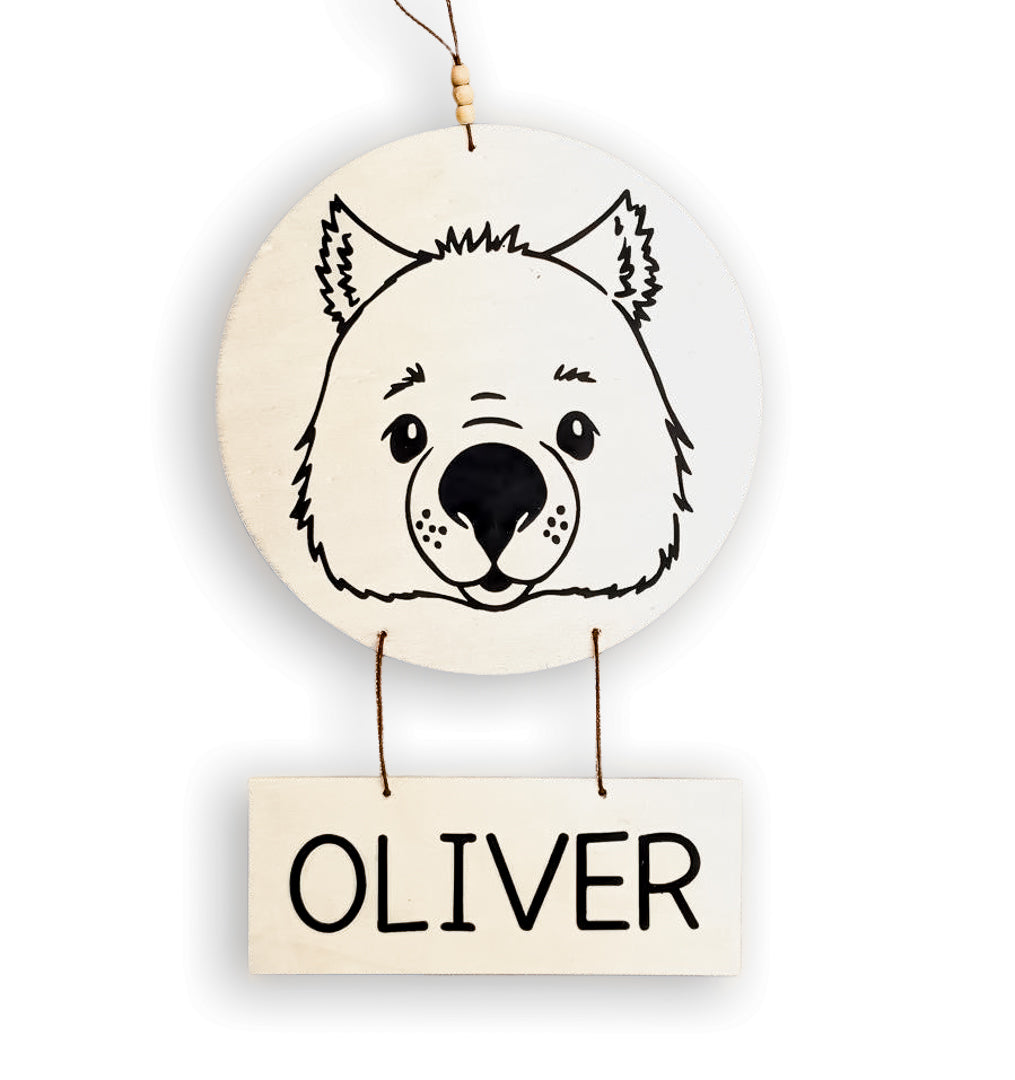 Personalised Australian Animal Name Plaque - Wombat