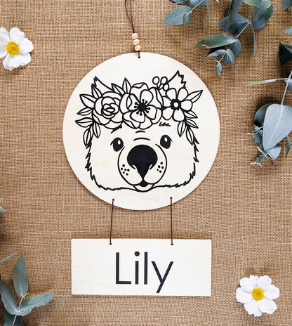 Personalised Australian Animal Name Plaque - Wombat