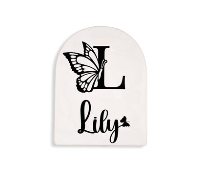 Personalised Ceramic Butterfly Name Plaque