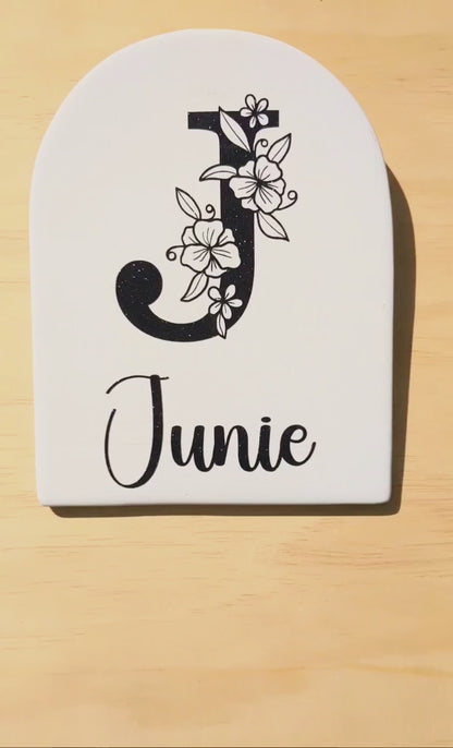 Personalised Ceramic Floral Name Plaque